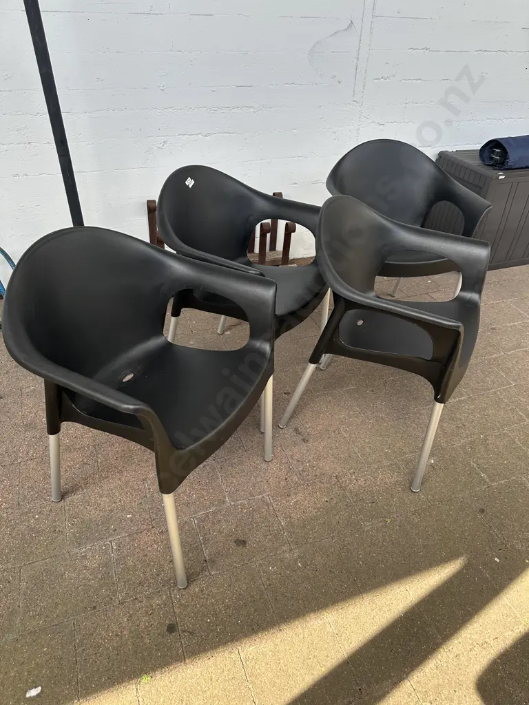 Black Moulded Stacker Chairs x 4 Image 1++