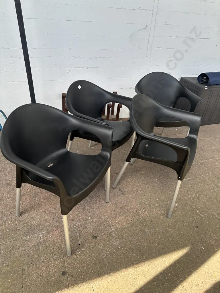 Black Moulded Stacker Chairs x 4 Image 1++