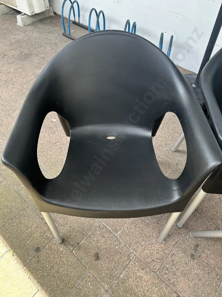 Black Moulded Stacker Chairs x 4 Image 1++