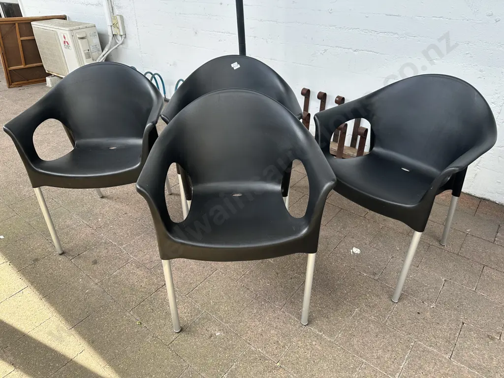 Black Moulded Stacker Chairs x 4 Image 1++