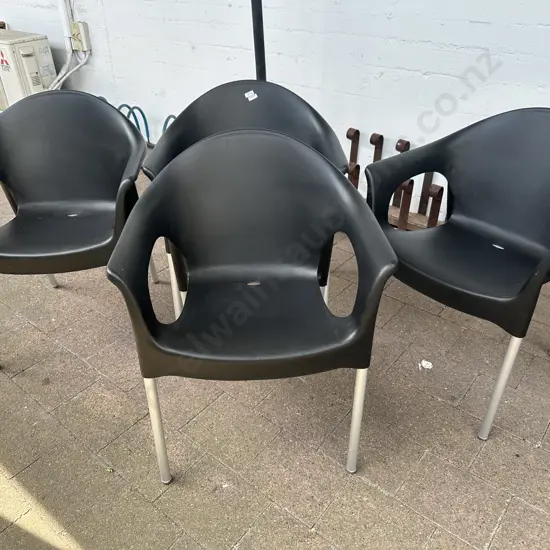 Black Moulded Stacker Chairs x 4