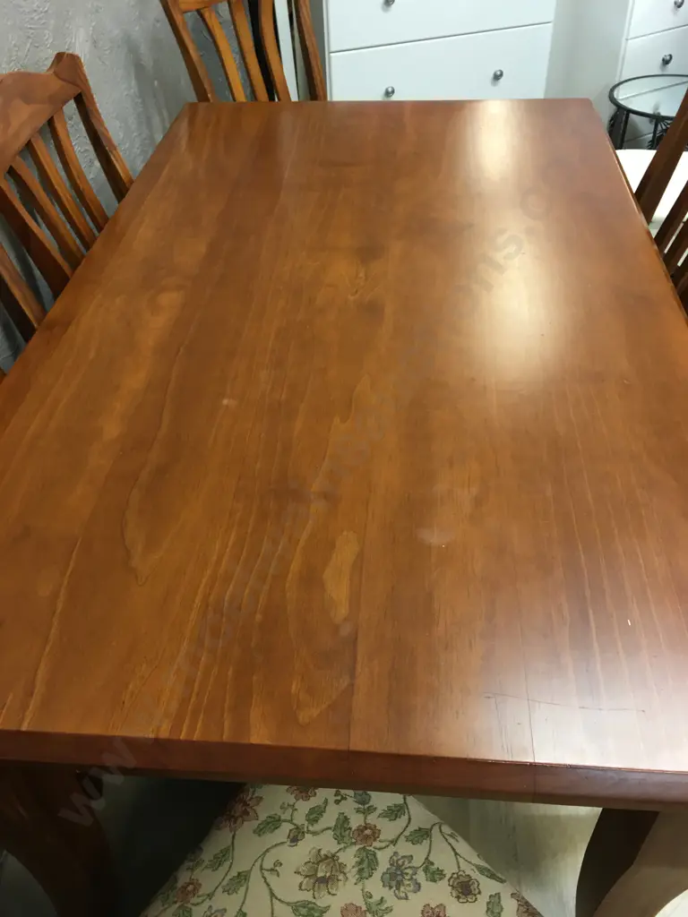'Abraham Furniture' Dining Table & Six Tapestry Look Upholstered Chairs L150,D90cm. Image 1++