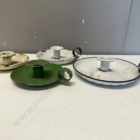 Assorted Vintage  Enamel Candle Stick Holders