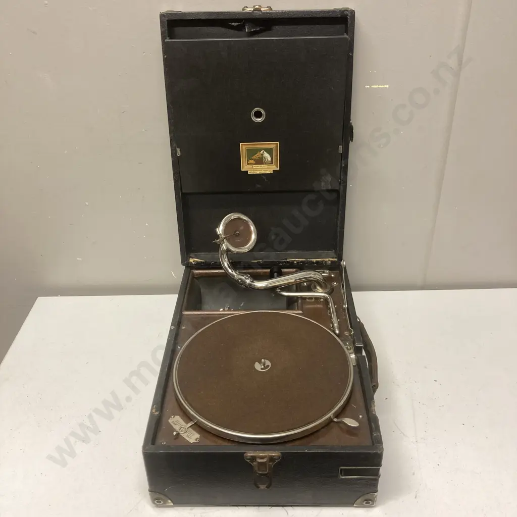 Vintage His Master's Voice No. 4 Portable Gramophone Image 1++