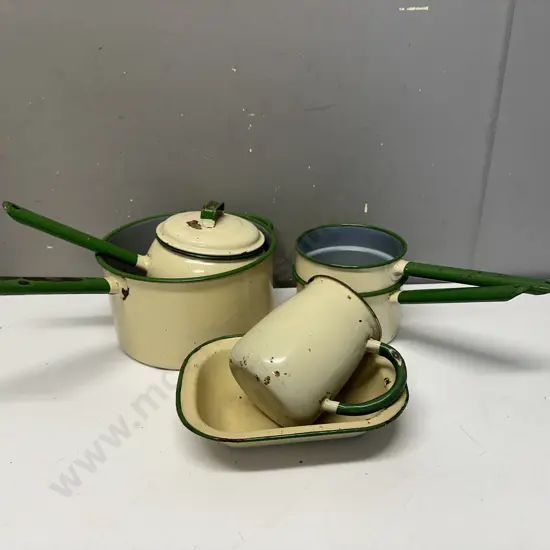 Vintage Enamel Ware Pots, Etc