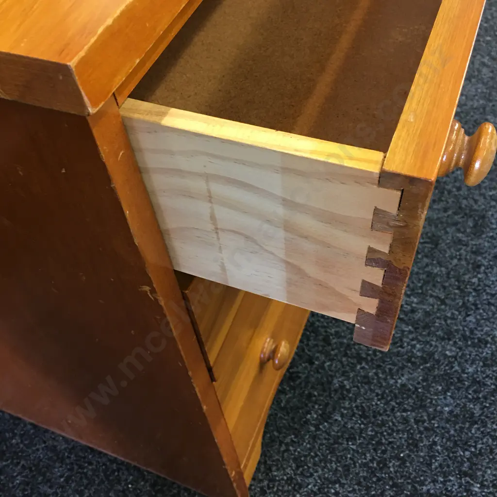 Rimu Chest Of Drawers Three Drawers Knob Handles H68,W62,D42cm. Image 1++