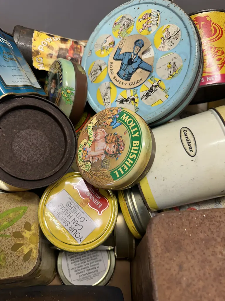 Box Of Vintage Tins Image 1++