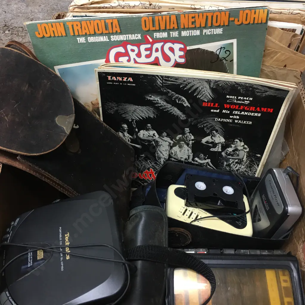 Selection Of Lps, Vintage Leather Case, Cd Player Etc Image 1++