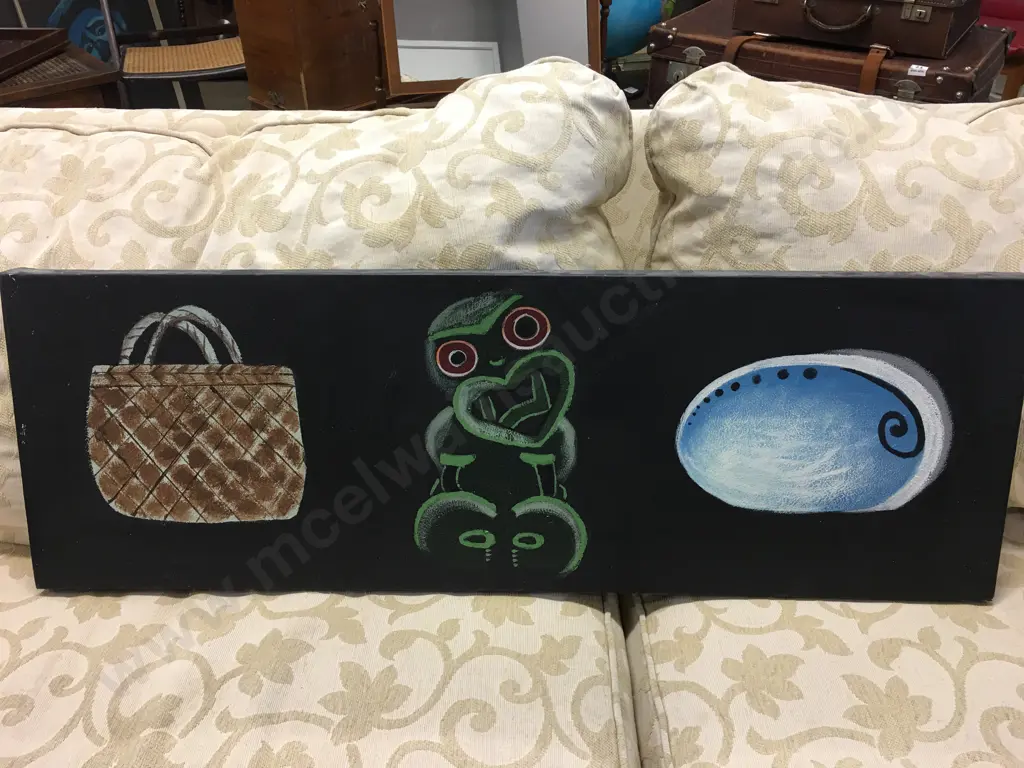Kiwiana Artwork On Canvas. 31 x 91cm Image 1++
