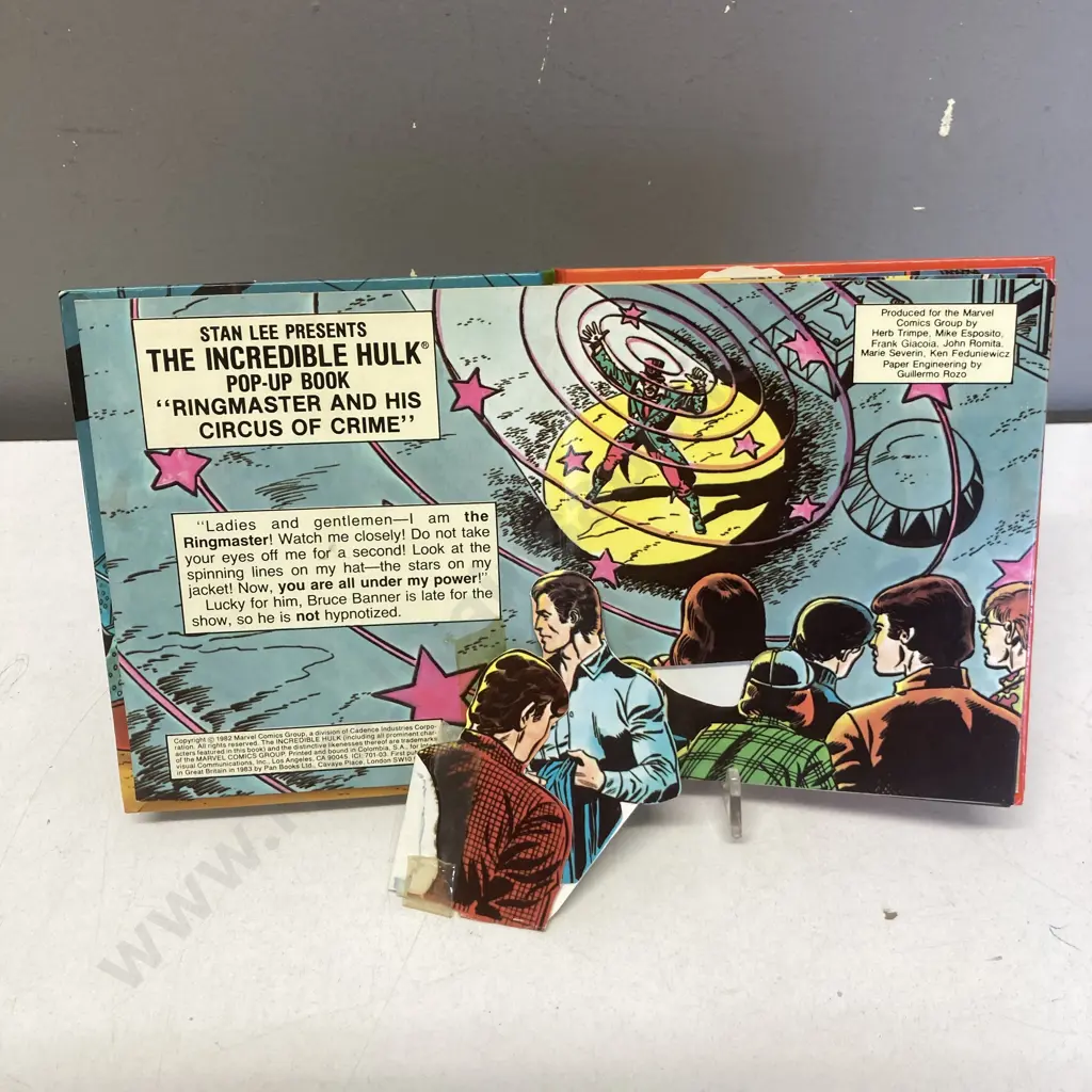Vintage 1982 Marvel Piccolo Pop-Up Books The Amazing Spiderman "The Schemer Strikes" & Incredible Hulk "Circus Of Crime" Image 1++