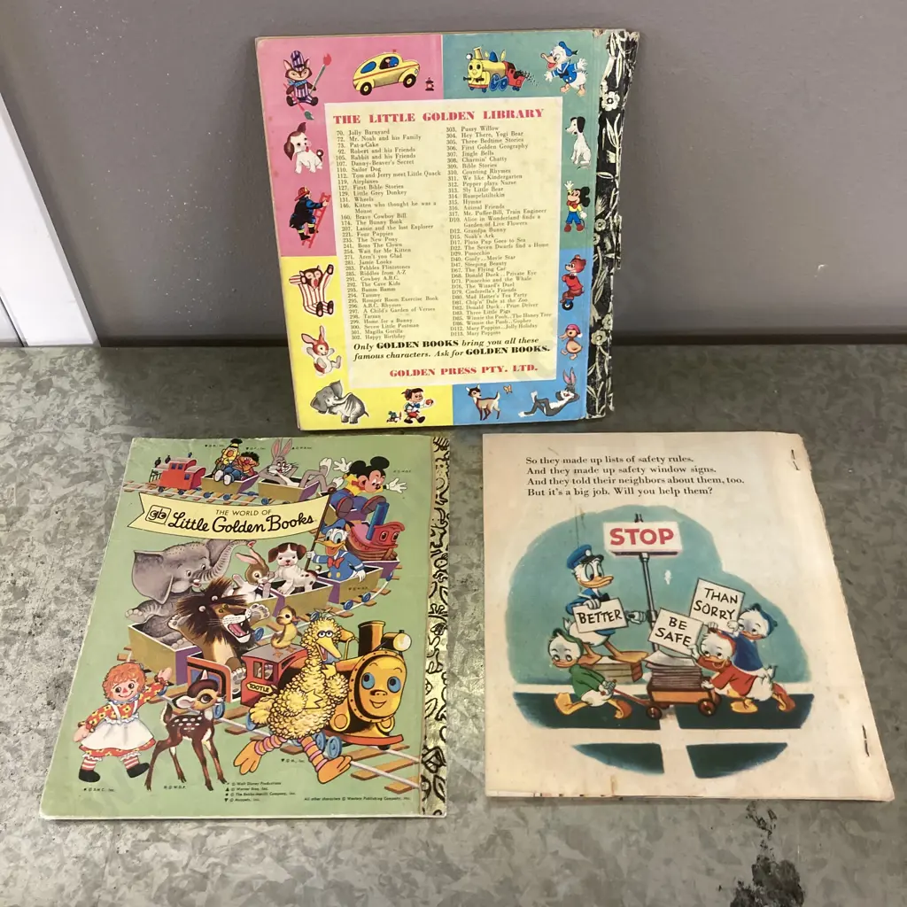 Vintage Walt Disney Little Golden Books,1966 Walt Disney's Uncle Remus, Donald Ducks Safety, Mickey Mouse Best Neighbour Image 1++