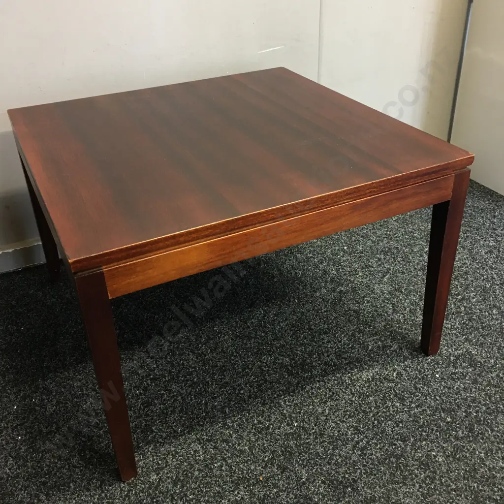 Square Mid Century Mahogany Occasional Table H40,60x60cm. Image 1++
