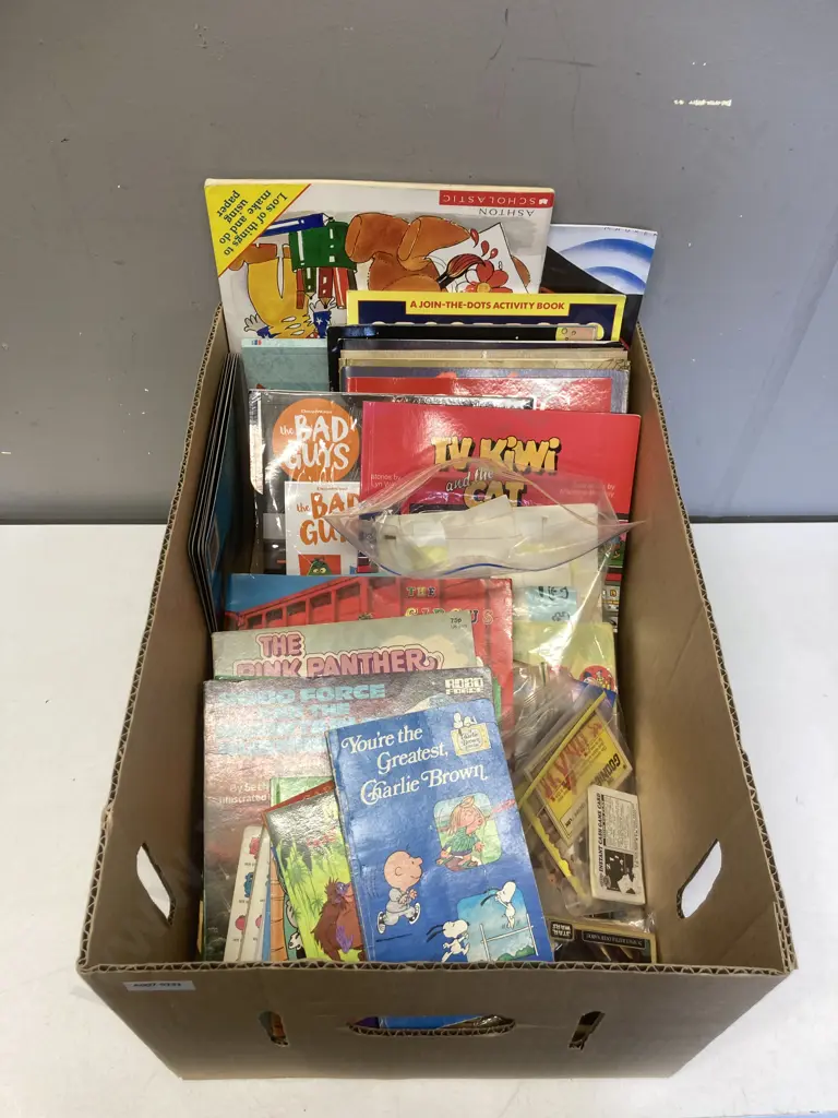 Box lot Vintage Kids Books, Assorted Cards Etc Image 1++