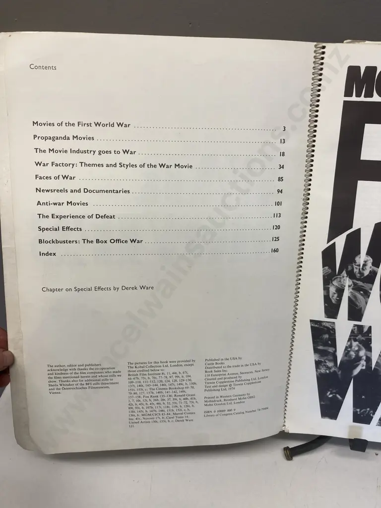 WAR MOVIES Tom Perlmutter 1974 First Edition, First Printing. Spiral Bound, New Jersey Castle Books. ISBN 0890090009 Image 1++