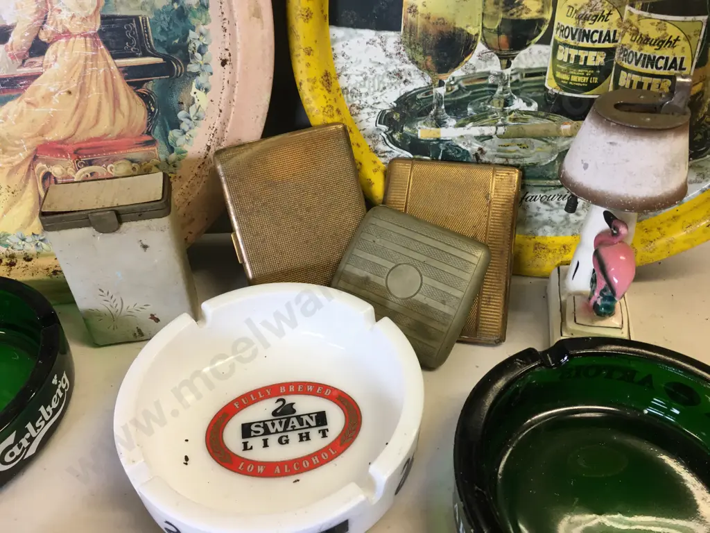 Vintage Adverting Ashtrays, Cigarette Cases, Trays Etc Image 1++