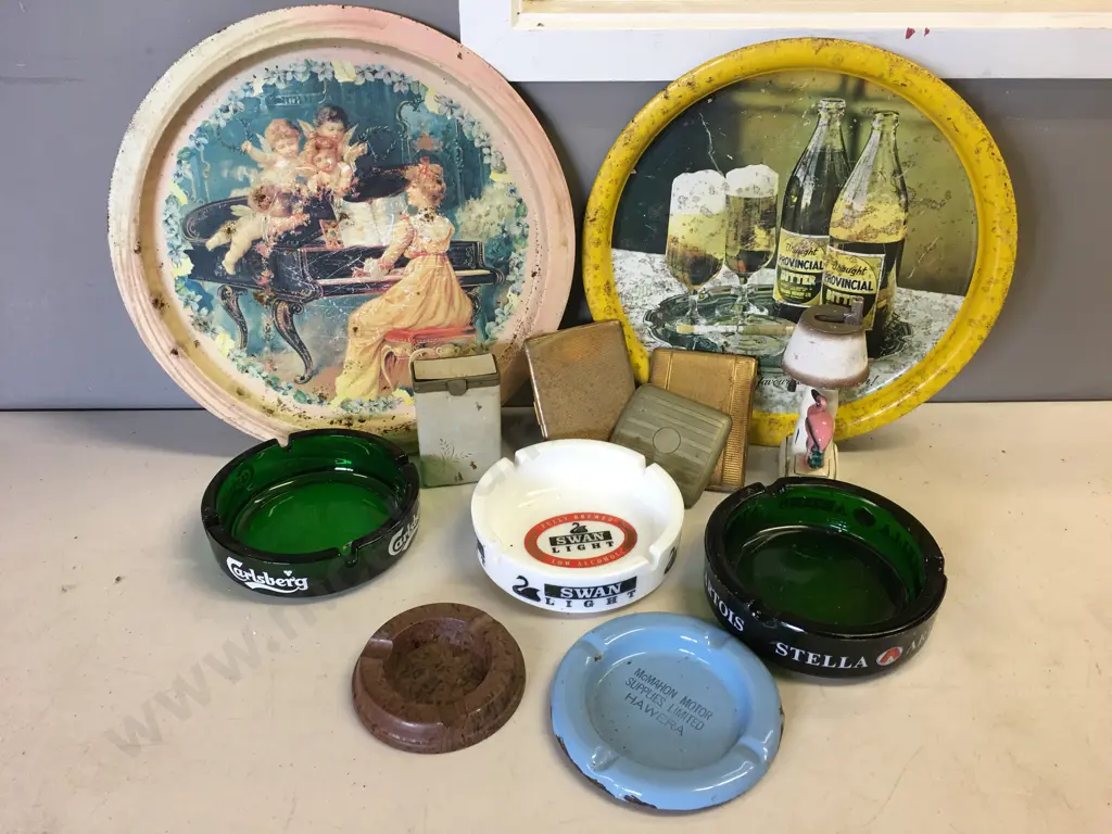 Vintage Adverting Ashtrays, Cigarette Cases, Trays Etc Image 1++