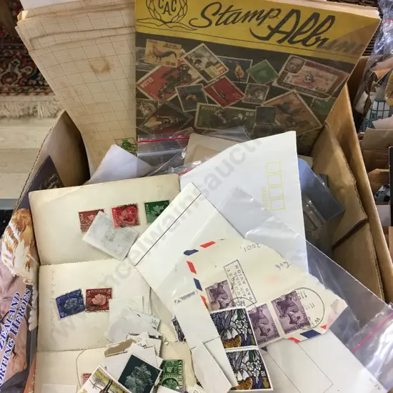 Collection of Stamps Including Stamp Album Etc