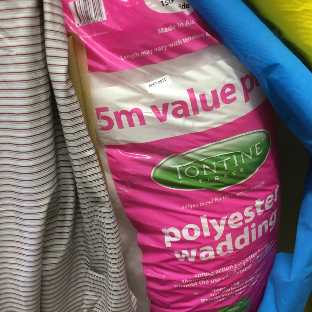 Assorted Rolls Of Fabric & Bag of Polyester Wadding Image 1++