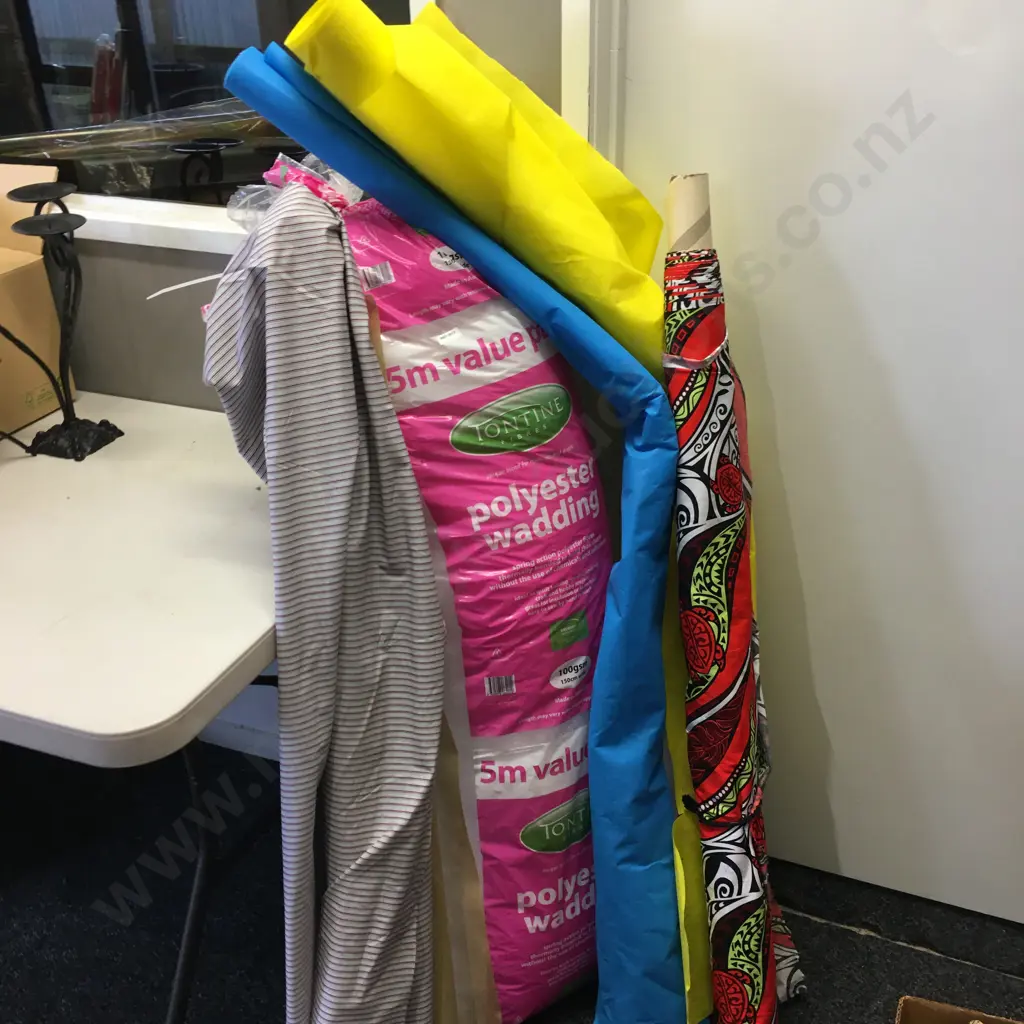 Assorted Rolls Of Fabric & Bag of Polyester Wadding Image 1++