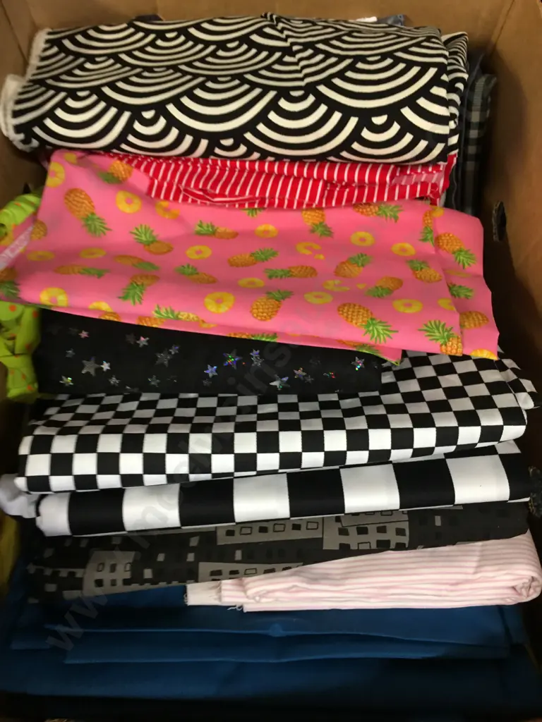 Box Lot Assorted Fabrics, Black & White Etc Image 1++