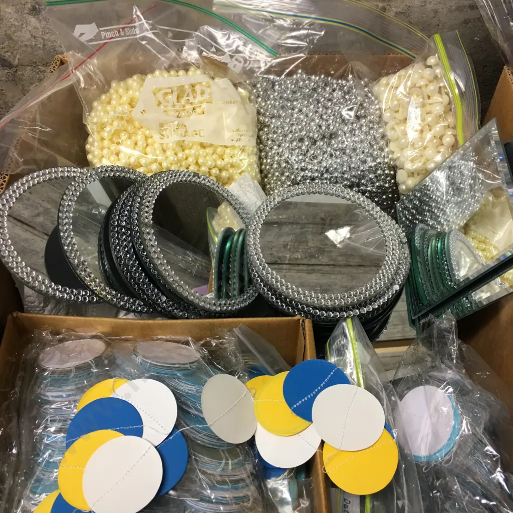 Box Lot Beads, Mirrored Coasters Etc Image 1++