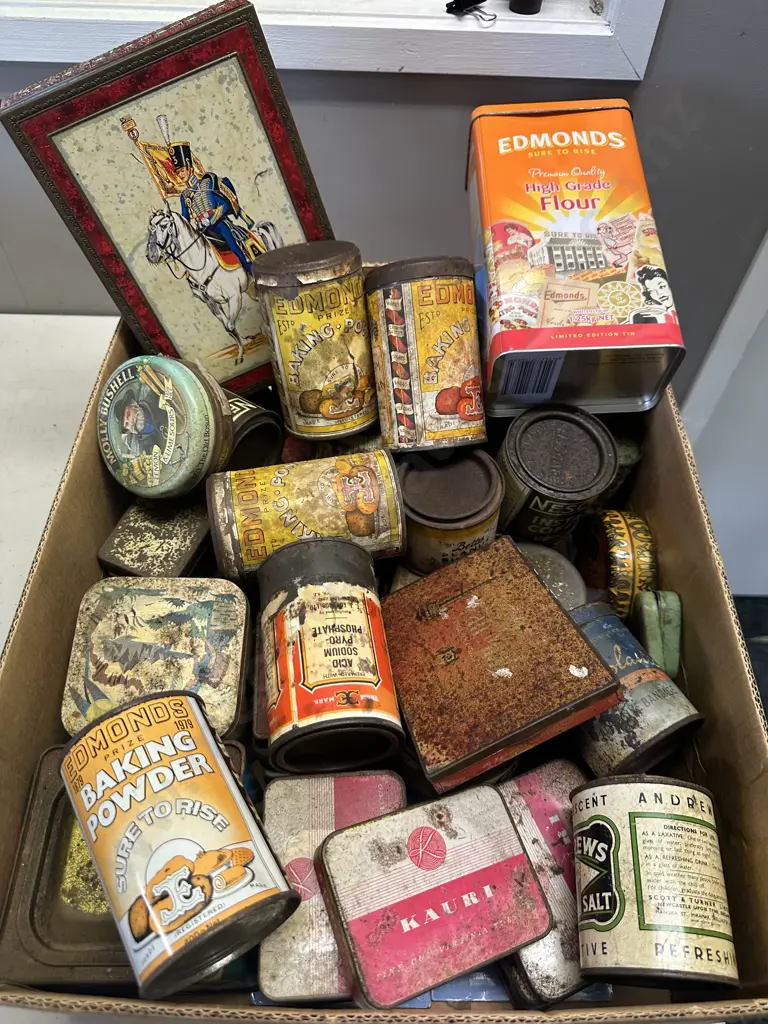 Box Of Vintage Tins Image 1++