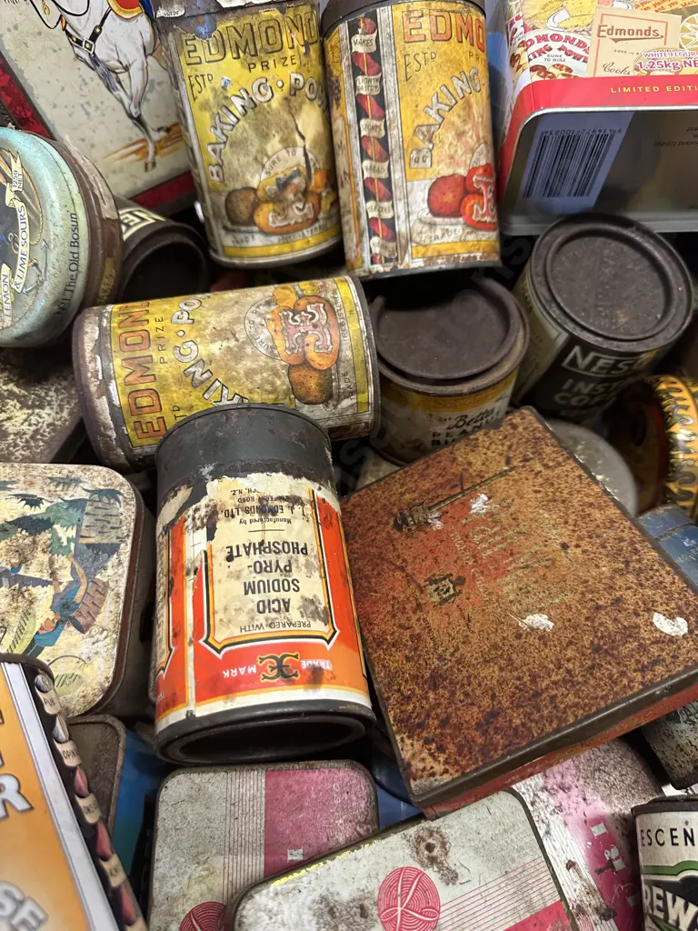 Box Of Vintage Tins Image 1++