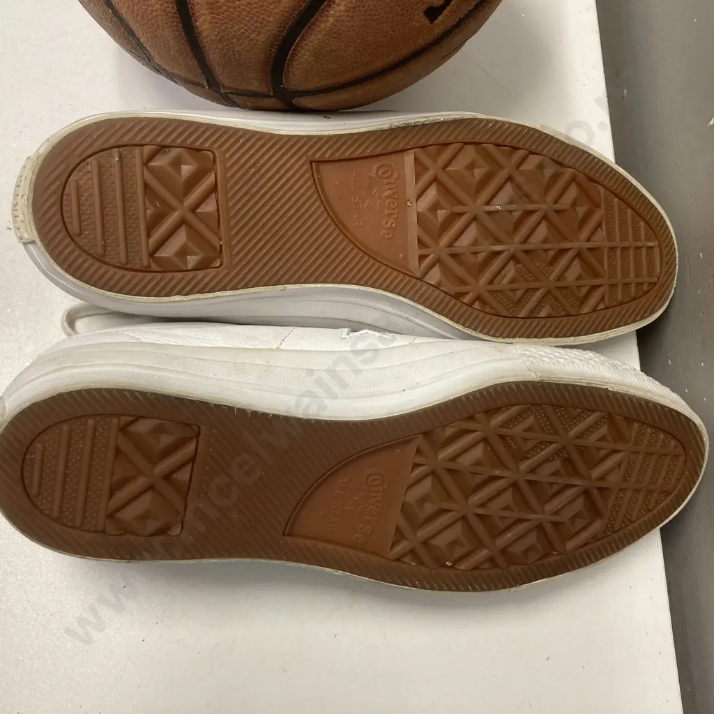 Pair of Converse All Star Shoes Sz Mens 11 / UK10, With Vintage Spalding TF-250 Basketball Image 1++