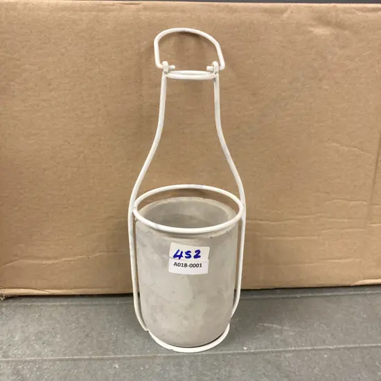 Lot of 18 Concrete Pots With Wire Frames