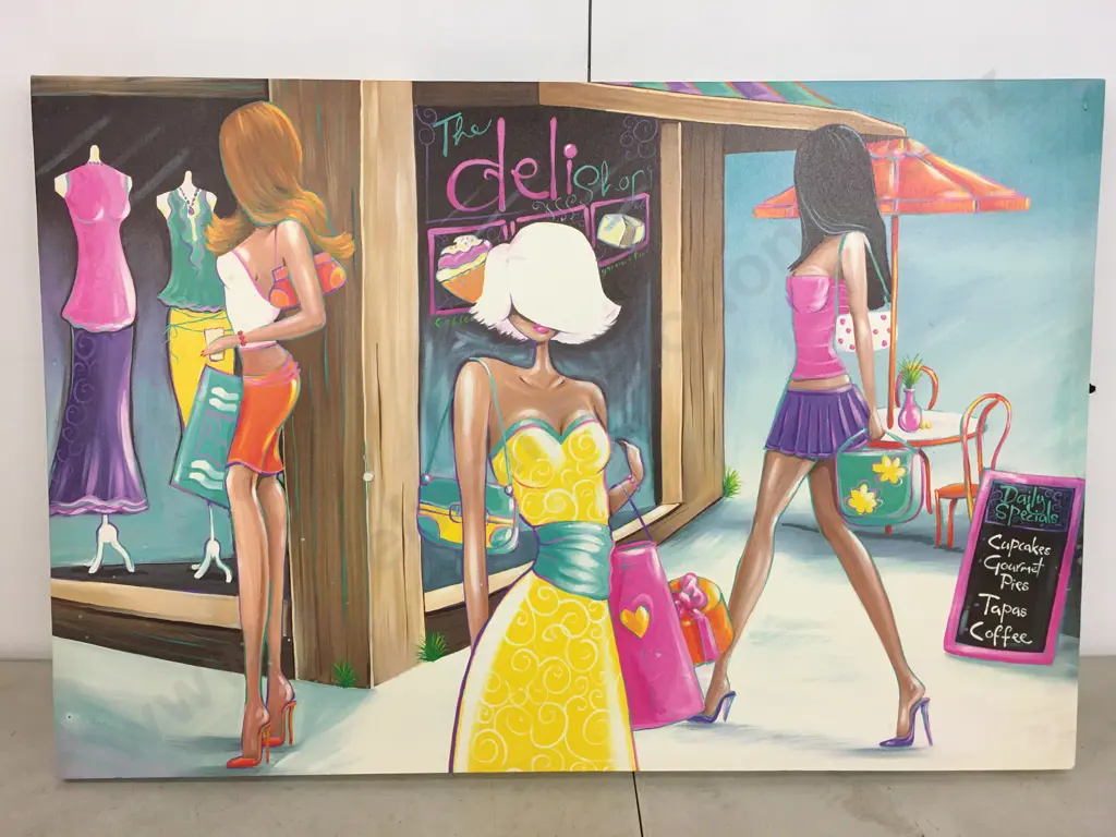 Artwork On Canvas 'The Deli Shop' H60, W90cm. Image 1++