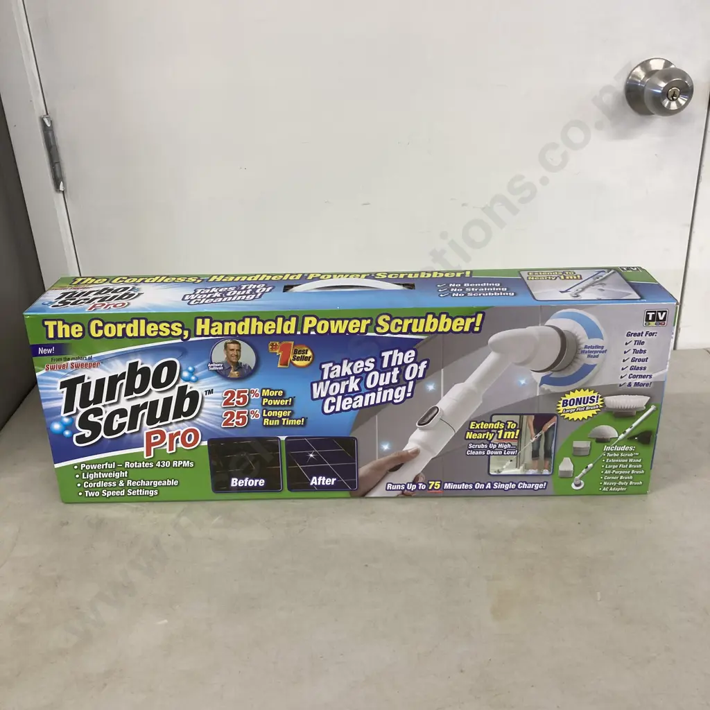 Turbo Scrub Pro Cordless Handheld Power Scrubber, Boxed Image 1++
