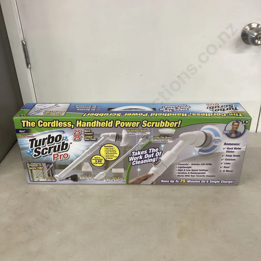 Turbo Scrub Pro Cordless Handheld Power Scrubber, Boxed Image 1++