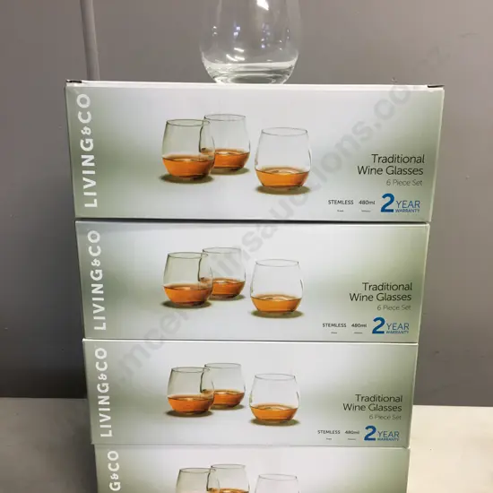 Living & Co Traditional Wine Glasses  Six Piece Sets X4