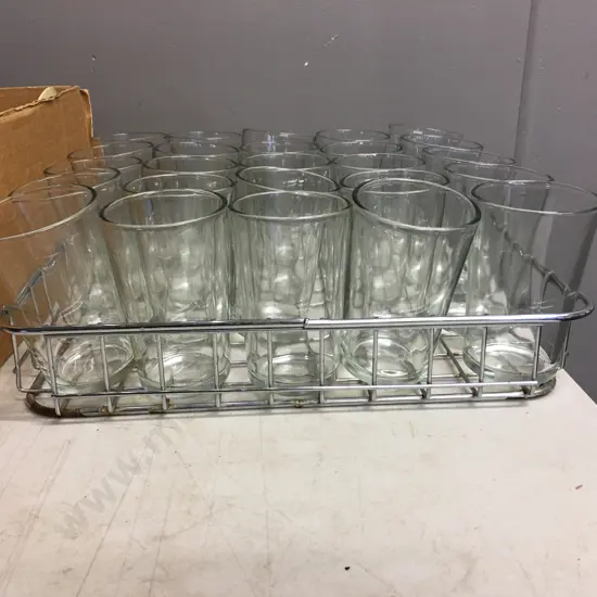 25 Glasses In Stainless Steel Tray