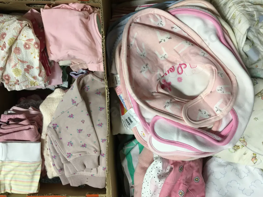 2 x Boxes of Kids Clothing & Nappies Image 1++