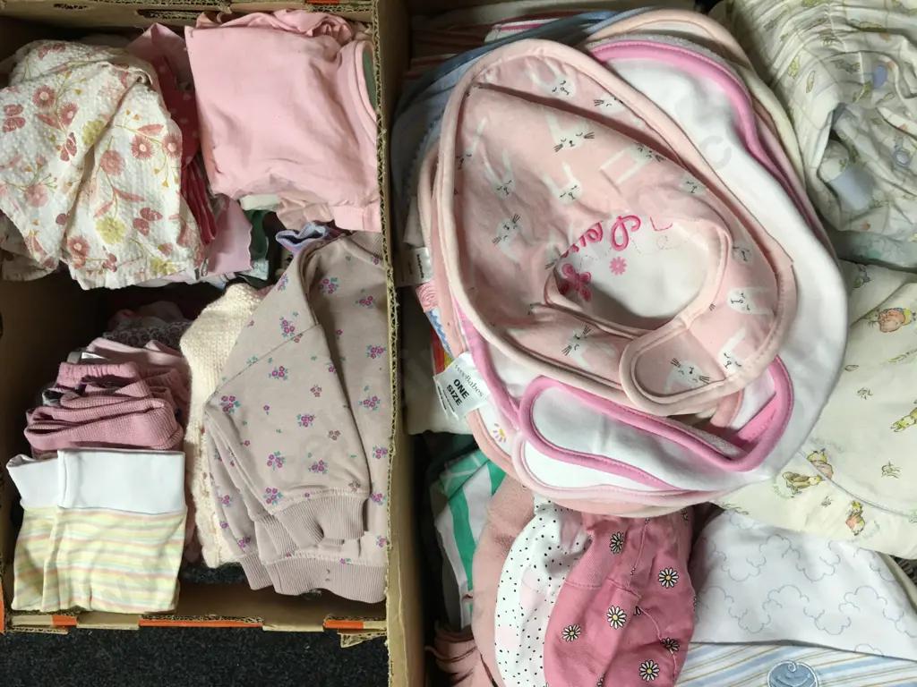 2 x Boxes of Kids Clothing & Nappies Image 1++