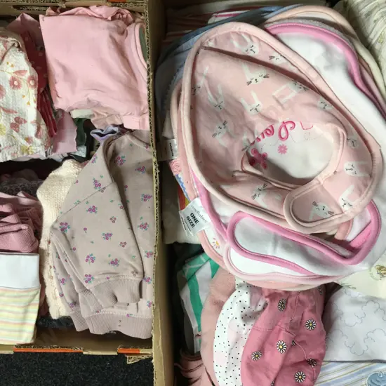 2 x Boxes of Kids Clothing & Nappies