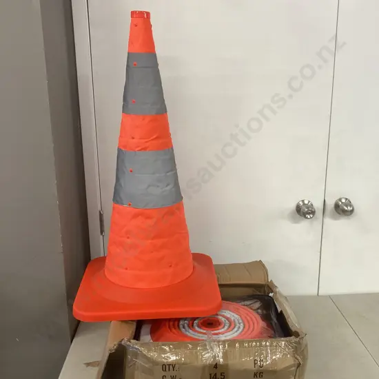 As New Box of 4 x 750mm Collapsible Road Cones - PortaCone Brand