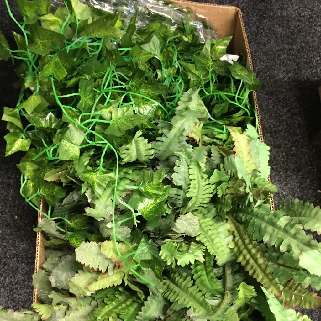 Box Lot Faux Ferns & Plants Image 1++