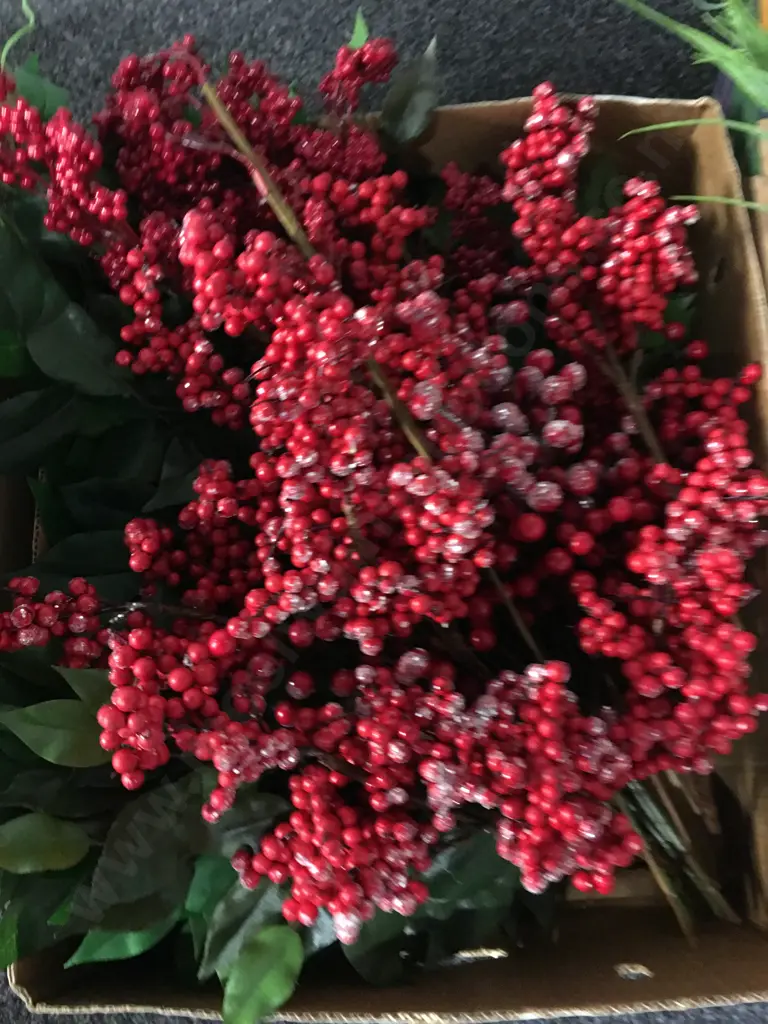 Box Lot Faux Red Berry Decorations Image 1++