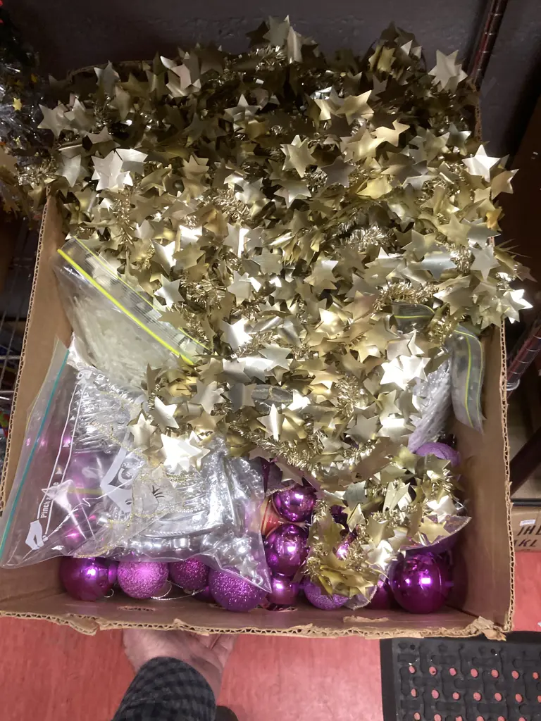 Box Lot Purple & Gold Christmas Decorations Image 1++