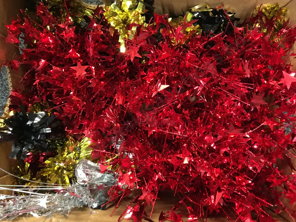 Box Lot Red, Silver, Gold, Black Foil Table Balloon Weights Image 1++