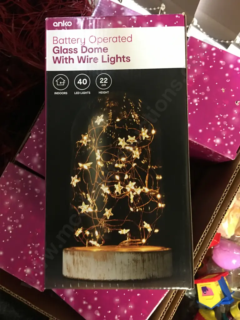 Box Lot of 6 x Anko Battery Operated Glass Domes With Wire Lights Image 1++