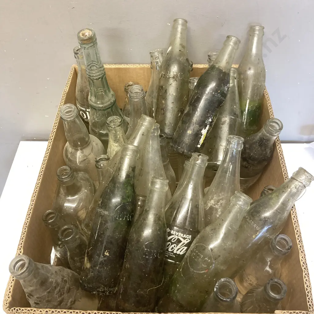 Box Lot Glass Bottles, Coca-Cola Bottles Etc Image 1++