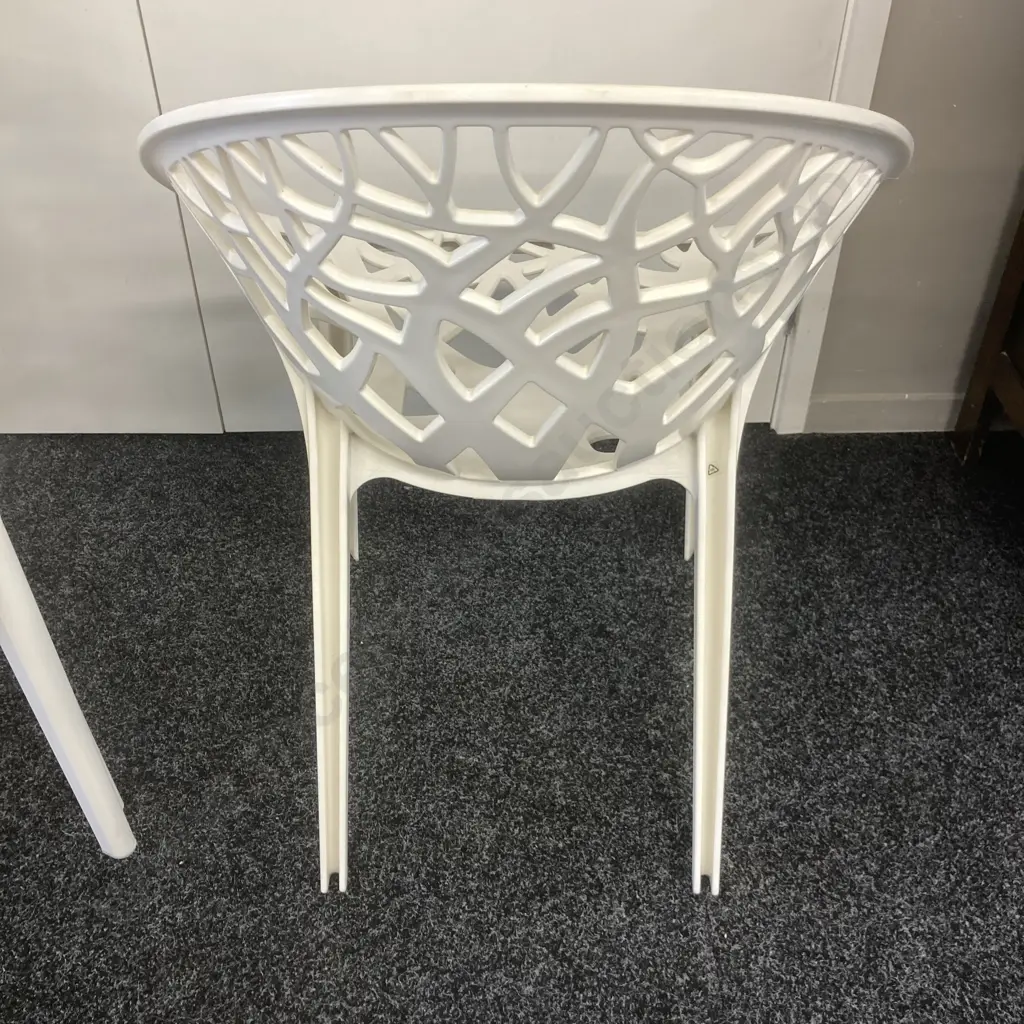 Set of 3 x Nilkamal Crystal Polycarbonate Armless Chairs (White) Image 1++