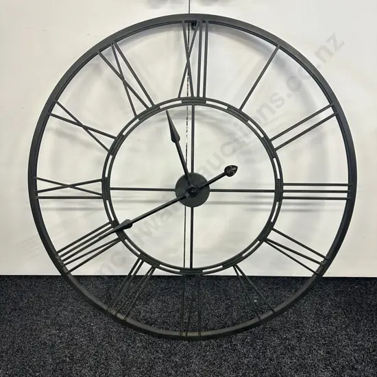 Large Black Steel Decorative Clock. Dia 102cm