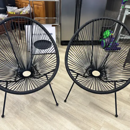 Pair of Acapulco Style Black Outdoor Patio Chairs