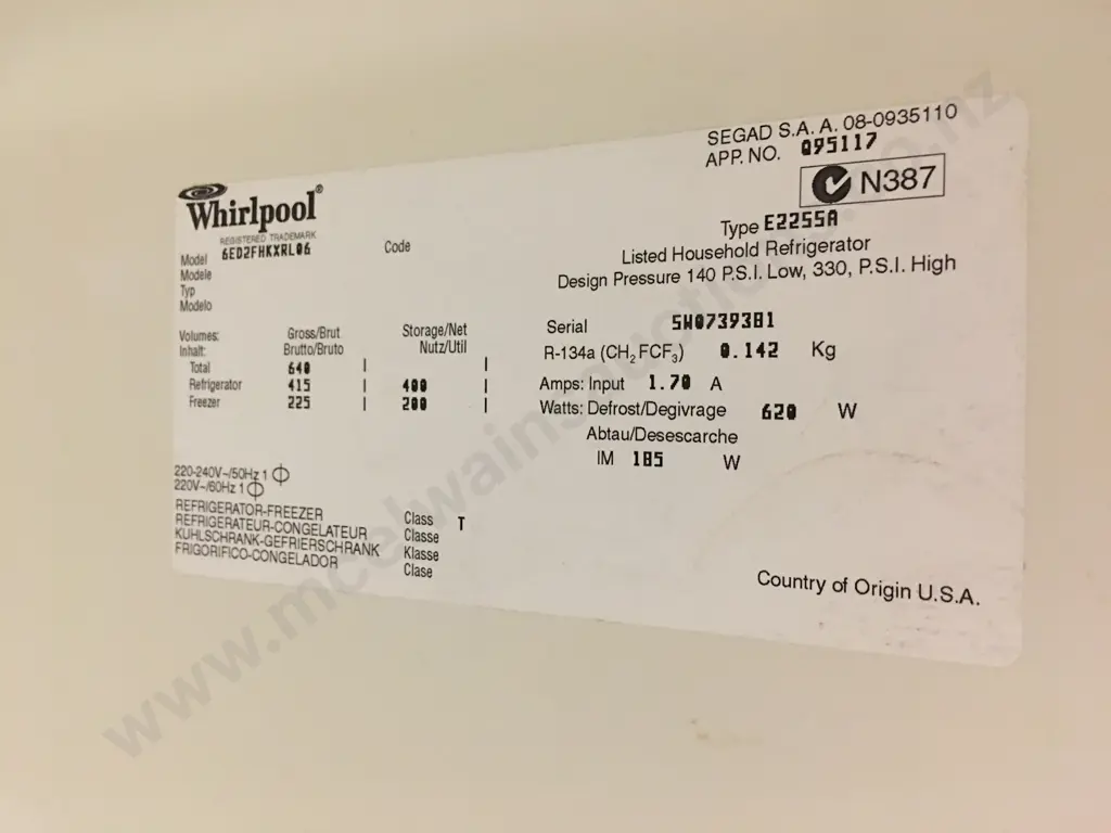 Whirlpool 6ED2FHKXRL 640L Side By Side Fridge Freezer, Stainless Steel & Black Image 1++