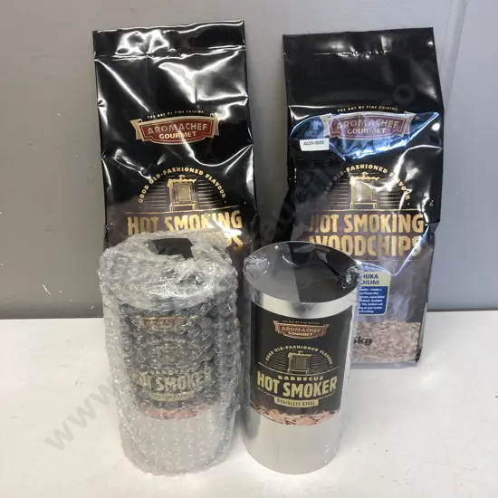 Aromachef Gourmet BBQ Hot Smokers x 2 With 2 x 1.5Kg Bags Manuka Medium Woodchips