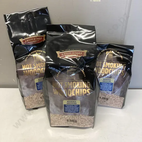 Aromachef Gourmet Hot Smoking Woodchips - Manuka Medium, 3 x 1.5Kg Bags